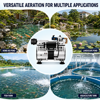 Aérateur de bassin à haut débit, ensemble complet avec compresseur sans huile 70L/min, 3 diffuseurs et tubes lestés pour lacs paysagers
