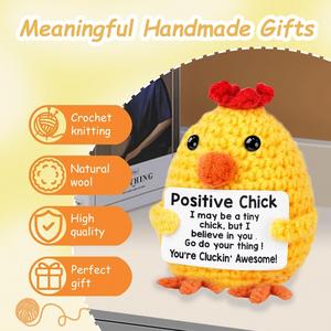 Mini Pollo de Ganchillo Divertido y Positivo, Animales de Peluche Lindos, Emocionales, para Animar y Apoyar, Hechos a Mano, Decoración para Oficina y Hogar, Regalos - Product Image 4