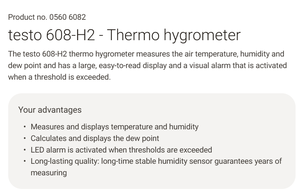 Monitor Digital de Temperatura y Humedad Testo 608-H2, Termohigrómetro de Escritorio - Product Image 4