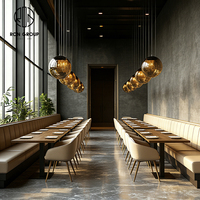 Mobilier de restaurant directement de l'usine Ron Group : Banquette en cuir en forme de U, table carrée en bois rembourrée et ensemble de chaises