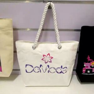 Bolsa de Compras Personalizada con Logotipo, Bolsa de Hombro Reutilizable para Supermercado, Playa, Compras, Bolsa de Lona de Algodón con Asas de Cuerda - Product Image 6