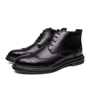 New Arrivals Men's Trendy Business <b>High</b>-top Leather Shoes Men's Shoes Large Size 38-46 - Product Image 5