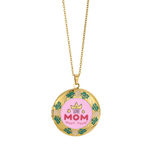 Collier pendentif boîte à phases en acier inoxydable, design floral, style européen-américain, plaqué or 18 carats, ouvrable, pour femme et maman, idéal pour l'amour - Product Image 5