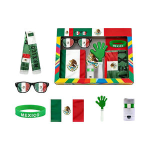 Ensemble de supporters <span class=keywords><strong>Mexique</strong></span> 2026 : Écharpe en polyester, lunettes, bracelet, cache-visage, drapeau imprimé UV, certifié BSCI - Product Image 1