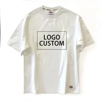 Maglietta da uomo garantita di alta qualità tinta unita Comfort cotone Casual o-collo Logo personalizzato maglietta da uomo bianca nera allentata