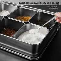 Boîte de rangement multi-compartiments intégrée en acier inoxydable pour ingrédients de cuisine et poudre de glace, design à grille DX-046