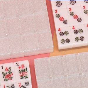 Tuiles de Mahjong américaines en acrylique vert jade rose coloré, 1 couche, gravées sur mesure, ensemble de 160 tuiles - Product Image 5