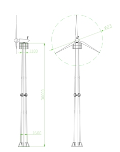 เครื่องกำเนิดไฟฟ้าพลังงานลมแบบแกนนอน 100KW ถึง 500KW สำหรับระบบออฟกริด 360V พร้อมแรงดันไฟฟ้าขาออก 220V สำหรับสถานีไฟฟ้าพลังงานลม SWT-100KW-AD23 - Product Image 3