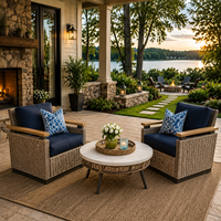 Ensemble de canapés et chaises de conversation en rotin de luxe pour patio de villa, résistant aux intempéries, pour la détente en extérieur