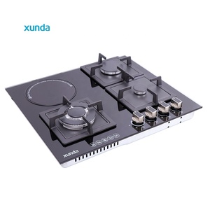 Cocina Multiusos Xunda de 4 Quemadores Híbridos con 3 Quemadores de <span class=keywords><strong>Gas</strong></span> <span class=keywords><strong>y</strong></span> 1 Eléctrico, Superficie de Vidrio de Inducción Infrarroja para Uso en Hoteles <span class=keywords><strong>y</strong></span> Autocaravanas - Product Image 4