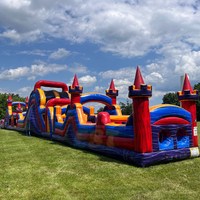 Structure gonflable commerciale géante pour adultes, parcours d'obstacles gonflable avec toboggan pour enfants