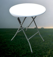 Table ronde de loisirs d'extérieur, table pliante, table à manger, table ronde de bar de 80 cm de diamètre, table à bière en plastique blanc