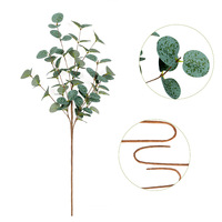 Daun Eucalyptus Buatan, Bunga Eucalyptus Buatan, Dekorasi Bunga Pernikahan, Tanaman Hijau Gaya Hutan, Gaya Nordik, Kain Polyester