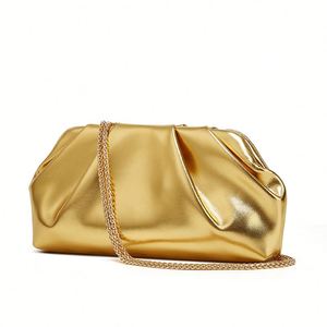 Nouveau sac plissé en cuir PU effet nuage pour femme, sac à bandoulière carré tendance avec chaîne résistante à l'eau - Product Image 3