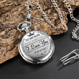 Mots personnalisés à mon fils mari grand-père montres de poche <span class=keywords><strong>Vintage</strong></span> chiffre romain affichage pendentif taille chaîne Quartz <span class=keywords><strong>montre</strong></span> de poche - Product Image 3