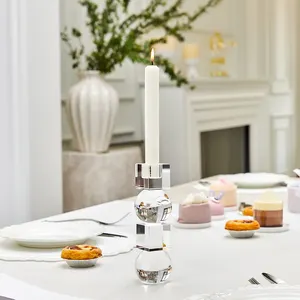 Nuovo prodotto portacandele in vetro nordico romantico a lume di candela porta candele in cristallo trasparente