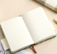 Bloc-notes A5 à spirale - Couverture en tissu avec finition brodée - Design avec petite poche - Édition cadeau