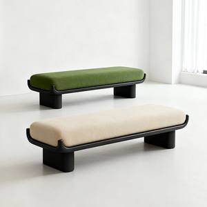 Solid Wood Fabric Long <b>Bench</b> Living Room Entryway <b>Shoe</b> Changing <b>Bench</b> Bed End <b>Bench</b> Handmade Framework Structure - Product Image 1