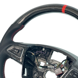 Volant sport en cuir perforé noir brillant en fibre de carbone, modèle personnalisable, très vendu, compatible avec <span class=keywords><strong>Ford</strong></span> Focus - Product Image 5