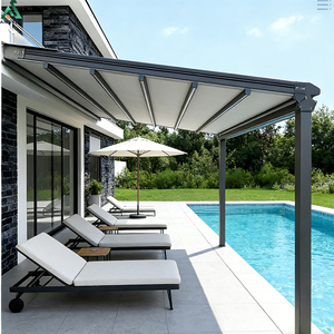 Auvent rétractable <span class=keywords><strong>électrique</strong></span> extérieur ANCSEM pour la pluie et le soleil, auvent à bras articulé à cassette complète - Product Image 1