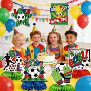 Venta al por Mayor de 9 Piezas de Decoraciones para Fiestas de Fútbol, Soporte de Exhibición de Panal de Abeja con Diseño de Balón de Fútbol para Fiestas de Cumpleaños Infantiles - Product Image 3