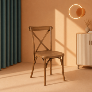 Modern Resin Crossback <b>Chestnut</b> Dining Chair-Durable Strong & Adjustable for Hotel Outdoor & Apartment Use - Product Image 1