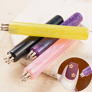 Outil de pointillage pour ongles en plastique à cinq pétales, bleu, violet, rose, stylo de formation de fleurs marguerites pour le nail art - Product Image 3