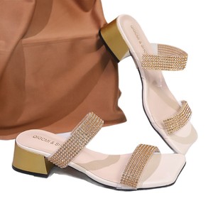 Sandalias de tacón medio con pedrería para mujer, estilo temperamental, de verano, nueva llegada, talla grande, moda, punta cuadrada, para exterior - Product Image 5