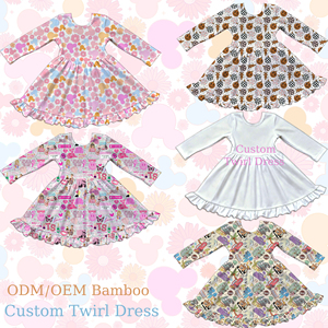 Ruidian Hot Selling New Design Vestido De Bambu Crianças Baby Girl Vestidos Custom Manga Longa Bonito Criança Princesa Twirl Dress <span class=keywords><strong>Clothing</strong></span> - Product Image 4