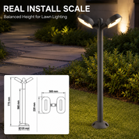 Lampe de balise LED extérieure à double tête 36W en aluminium moulé sous pression pour éclairage commercial de parcs, allées et aménagements paysagers