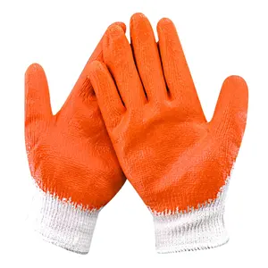 Gr4020 7/10 đo cotton xây dựng làm việc găng tay chống trượt cao su tự nhiên tráng lao động an toàn tay găng tay