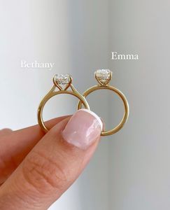 Anillos डी डायमंटे ओवालाडो डी 2ct प्रमाणन इजी ऐनिलो सोलिटेरियो डी डायमैंट डी ओरो मासिजो डे 14k पैरा बोडा - Product Image 2