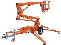 Nouvelle nacelle araignée électrique montée sur remorque, flèche télescopique, empattement 3050 mm, garde au sol 0,06 m, hauteur maximale 18 m, table 1350x830