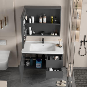 Mueble de baño moderno de pared con lavabo individual, almacenamiento integrado y espejo inteligente. - Product Image 5