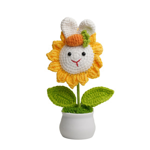 Crochet Mignon Petit Lapin Fleurs Arrangements décoration En Gros Animal <span class=keywords><strong>Pot</strong></span> De Fleur - Product Image 1
