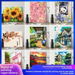 Dipinto a Olio Digitale 40 X 50, <span class=keywords><strong>Paesaggio</strong></span> Dipinto a Mano, Colorazione Decorativa per Bambini, Stile Cartone Animato, Cornice in Legno Massello - Product Image 2