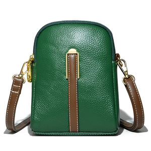 Sac de téléphone portable en cuir véritable pour femmes, mini sac à la mode vertical à bandoulière unique, sac messager avec poche pour femmes - Product Image 2