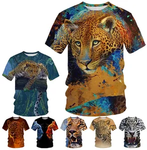2023 Nieuwste Stijl Zomer Cheetah 3d Bedrukt Shirt Voor Mannen Persoonlijkheid Mode Luipaard Mannen Grappig Cool Oversized Tops