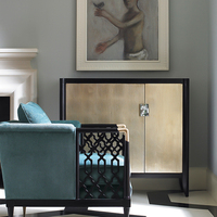 Table de toilette en bois massif personnalisée de luxe Décor en feuille d'argent Armoire de salon avec entrée Canapé Console de rangement arrière