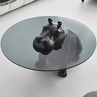Table basse minimaliste moderne de design italien Table d'appoint en verre trempé pour le salon Meubles de maison avec panneau de bois