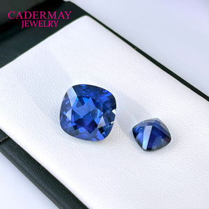 Cadarmay Jewelry Synthetic Sapphire Loose Gemstone Princess Square Blue For Jewelry Making 4x4mm To 15x15mm - Product Image 1