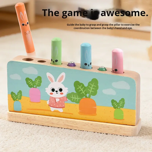 Jouet éducatif en bois pour enfants : Bâton à rebondissantes lapines, <span class=keywords><strong>jeu</strong></span> de bureau attrape-insectes pour bébés de 4 à 6 ans, idéal pour la <span class=keywords><strong>maternelle</strong></span> - Product Image 1