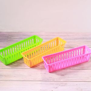 Cestas de almacenamiento de plástico, organizadores rectangulares apilables para oficina, hogar, juguetes, joyería, rojo rosa, verde, amarillo, rosa, negro, azul - Product Image 5