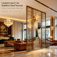 Paravent en acier inoxydable personnalisé pour hall d'hôtel, cloison décorative moderne découpée au laser