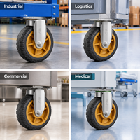 Roulettes pivotantes à usage moyen avec support plaqué or pour meubles, armoires, équipements, travaux, taille personnalisée, ensemble