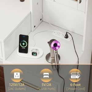 <span class=keywords><strong>Commode</strong></span> de chambre à coucher <span class=keywords><strong>en</strong></span> laque blanche haut de gamme avec éclairage LED et miroir sur pied, table de maquillage moderne de luxe <span class=keywords><strong>en</strong></span> bois avec rangement - Product Image 5