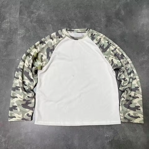 Custom Men Streetwear Oversized Cotton Color <b>Block</b> Camouflage <b>Waffle</b> Knit Long Sleeve Tee Shirt - Product Image 3