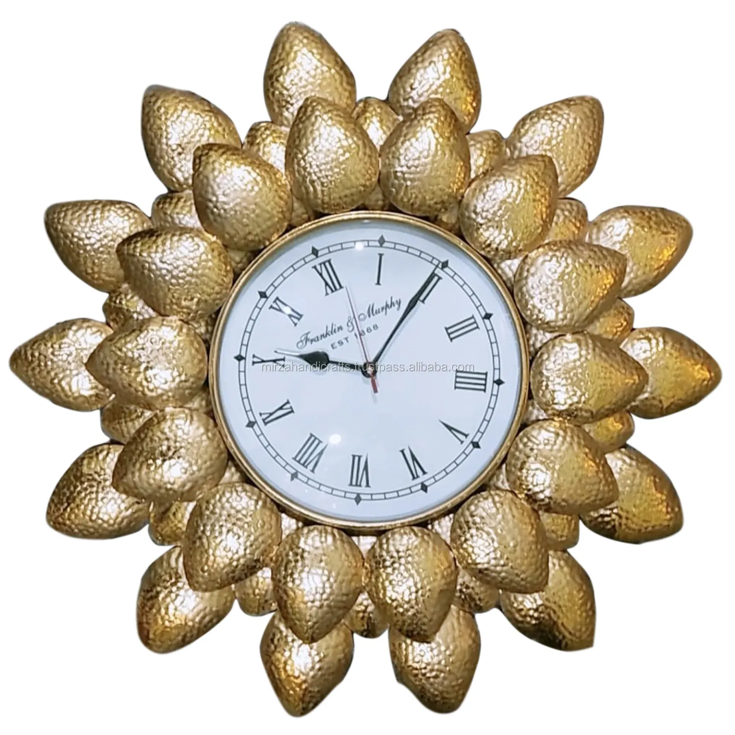 Круглые антикварные золотистые полированные настенные часы Sunburst 24 дюйма L x 24 дюйма W