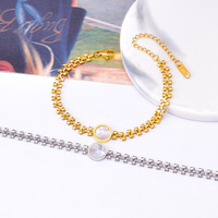Nouveautés Chaîne créative en forme de blé en acier inoxydable Bijoux sans décoloration Bracelet à breloques en forme de cœur en plaqué or 18 carats pour filles et femmes