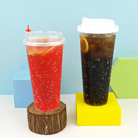 Vente en gros Tasse à thé à bulles réutilisable en PP givré Tasse à smoothie transparente personnalisée en PP pour injection plastique thé au lait avec couvercles